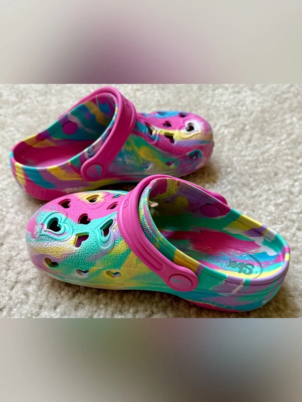 Skechers Heart-Detail Tie-Dye Foamies Toddler Size 9